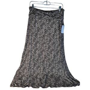 NY Collection Maxi A-Line Skirt With Front Faux Belt With Ring Detail Sz PL